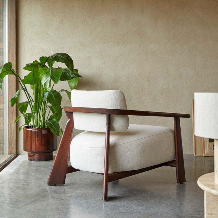 Tikamoon - Fauteuil Matéo van mindihout en stof, 1 zitplaats