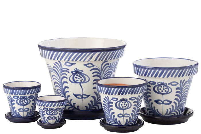 J-Line bloempot Granada Handmade + Painted - keramiek - blauw - extra large - Ø 50 cm