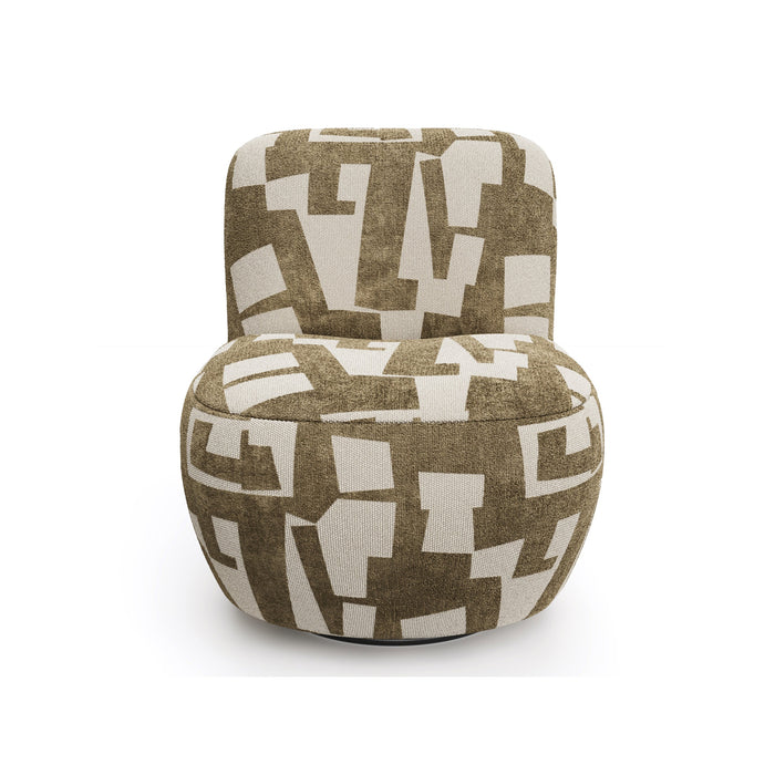 Draaibare fauteuil in structuurstof met kaki patroon