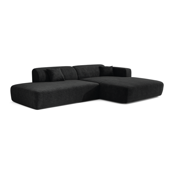 Donker antraciet fluwelen 5-zits open bank met rechte hoeken