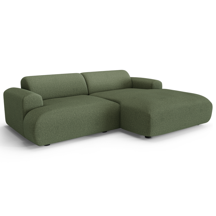 Rechterhoekbank, 4-zits, olijfgroene geweven stof, 266 cm