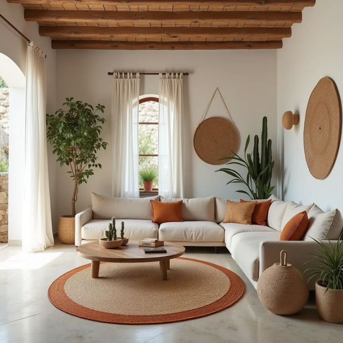 Mrcarpet Rond jute vloerkleed naturel|roest|bruin met rand 120cm