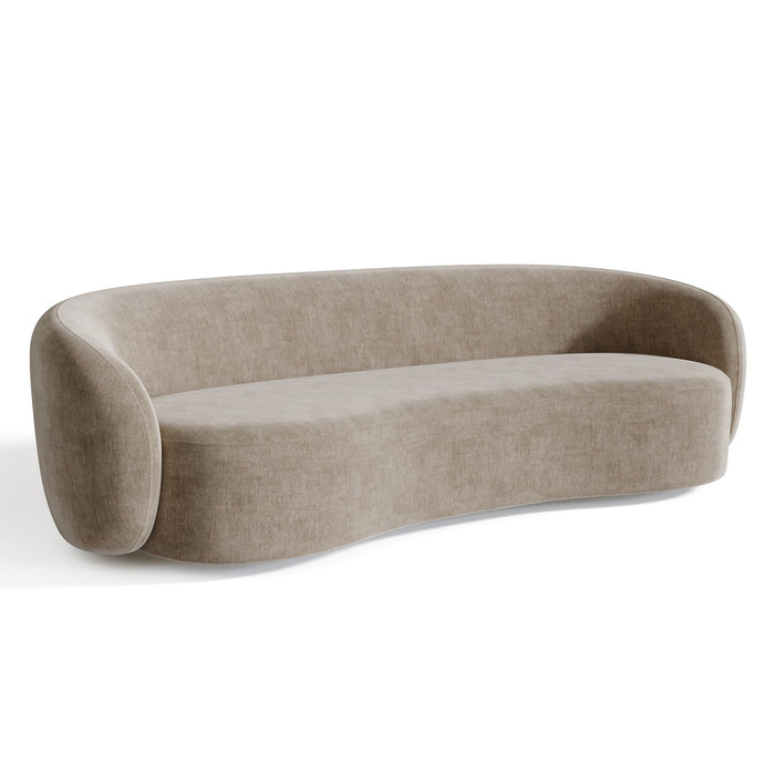 3-zitsbank in zacht aanvoelende geweven stof taupe 210cm