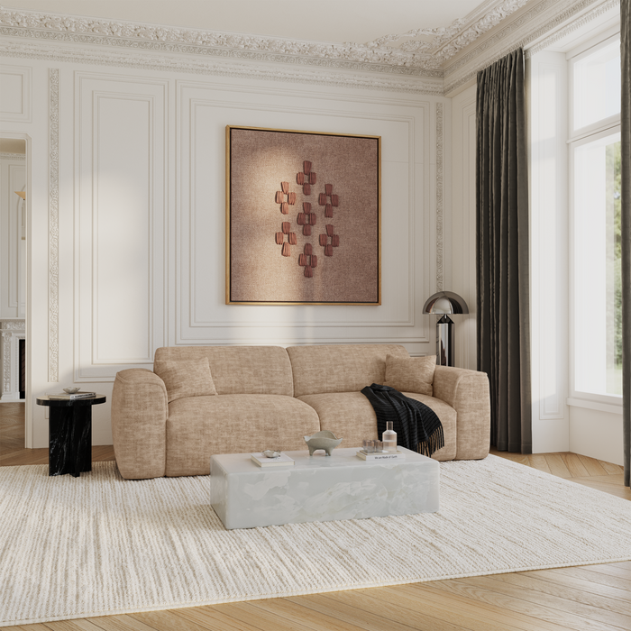 4-zits slaapbank in taupekleurig, getextureerd fluweel