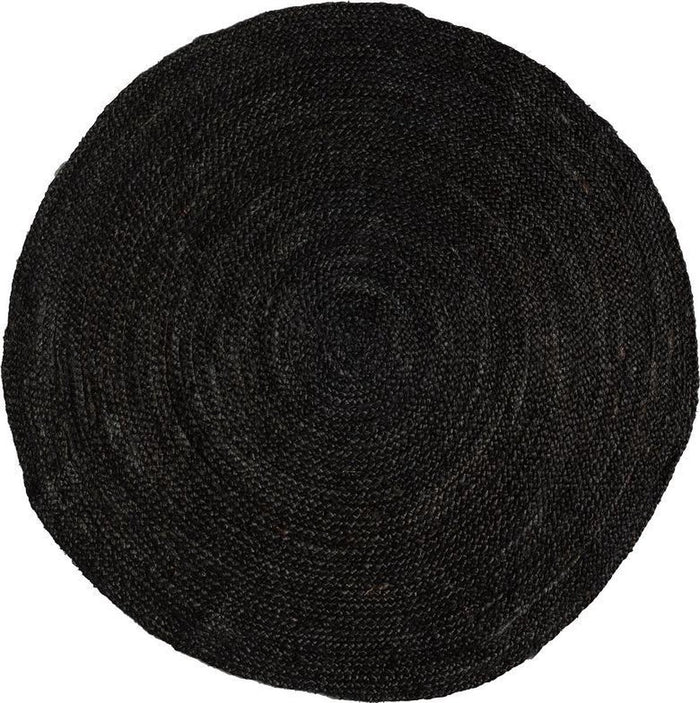 Mrcarpet Rond jute vloerkleed Zwart|Antraciet 120cm