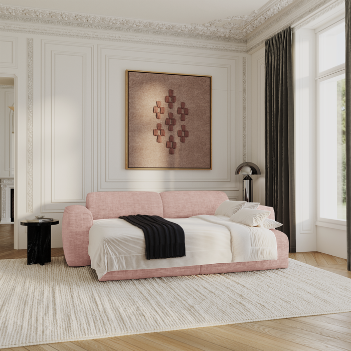 Vintage roze fluwelen slaapbank met textuur voor 4 personen