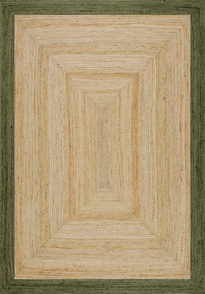Mrcarpet Jute vloerkleed Rechthoek naturel|Groen 160x230cm