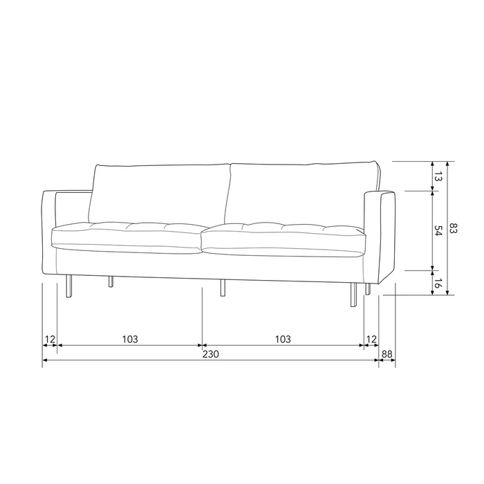 WOOOD Rodeo Classic 2,5-zitsbank - Velvet - Pistache