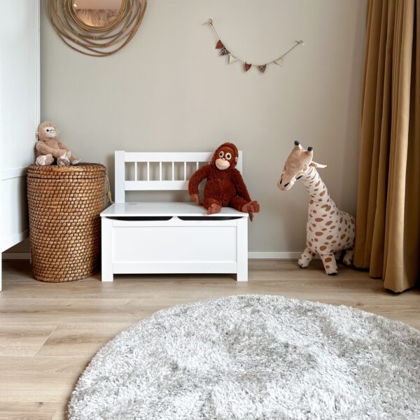 Mrcarpet Rond Hoogpolig Vloerkleed Creme Loof Shaggy 200cm