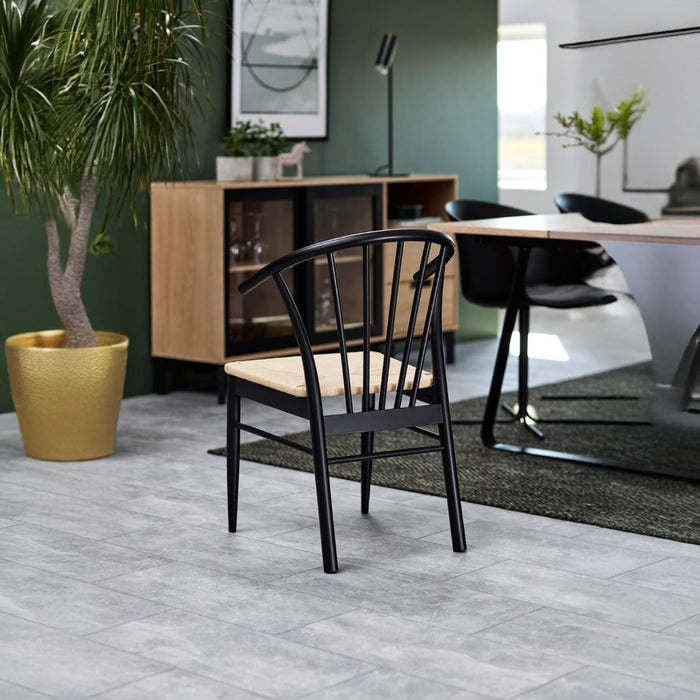 Giga Living - Eetkamerstoel - Zwart - Hout - Zithoogte 46cm - Dolen - Set van 2