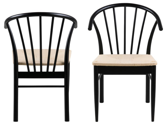 Giga Living - Eetkamerstoel - Zwart - Hout - Zithoogte 46cm - Dolen - Set van 2