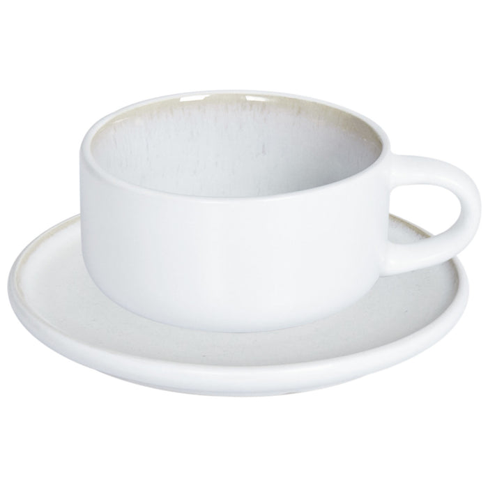 Beliani - SESAME - Kop en schotel set van 8 - Off-white - Steengoed