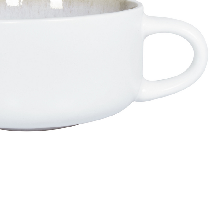 Beliani - SESAME - Kop en schotel set van 8 - Off-white - Steengoed