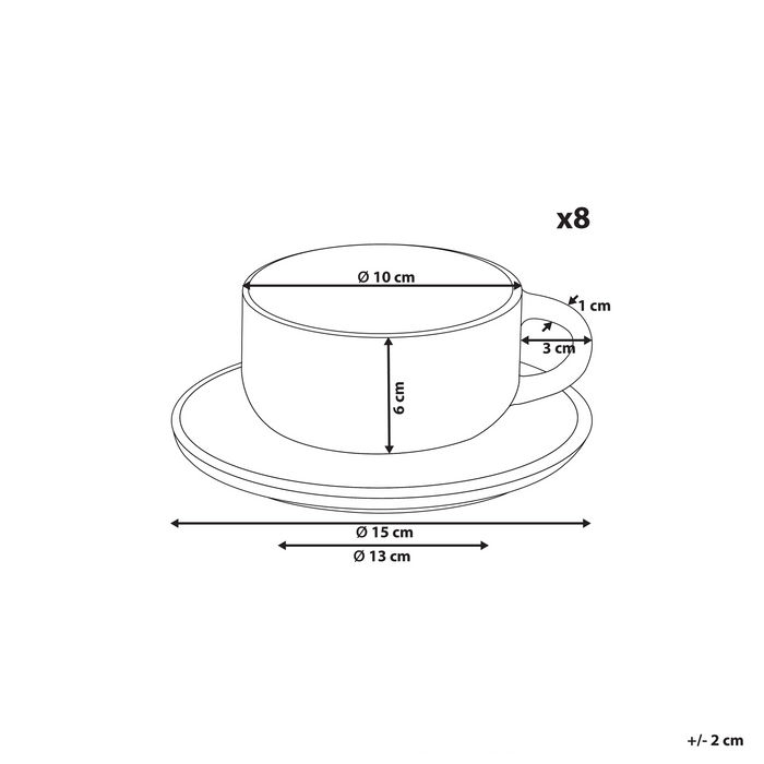 Beliani - SESAME - Kop en schotel set van 8 - Off-white - Steengoed