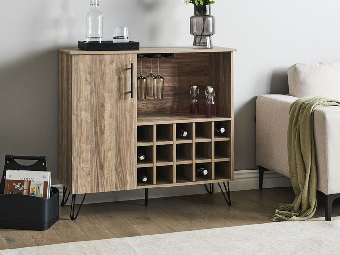 Beliani - ELISTON - Wijnkast - Lichtbruin - Vezelplaat