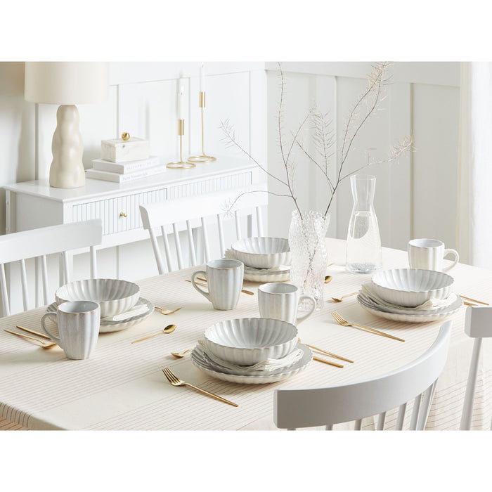 Beliani - NETTLE - Bijzetborden set van 8 - Wit - Steengoed