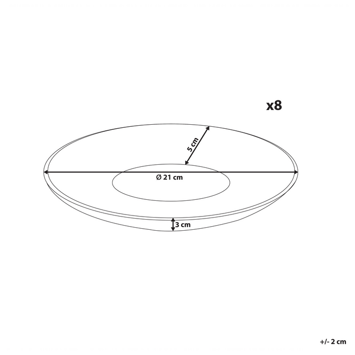 Beliani - NETTLE - Bijzetborden set van 8 - Wit - Steengoed