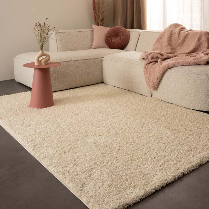 Tapeso Hoogpolig vloerkleed shaggy Trend effen - crème - 300x400 cm
