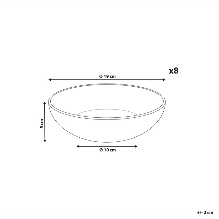 Beliani - COSTMARY - Diepe borden set van 8 - Grijs - Steengoed