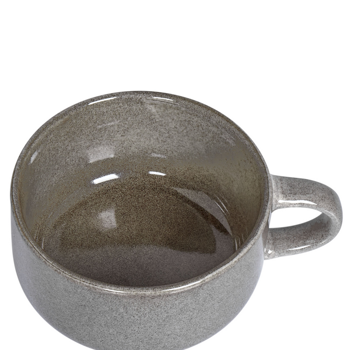 Beliani - COSTMARY - Kop en schotel set van 8 - Grijs - Steengoed