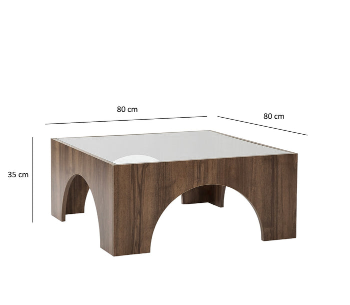 Giga Meubel - Salontafel Walnoot|Glas - 80x80x35cm - Seine