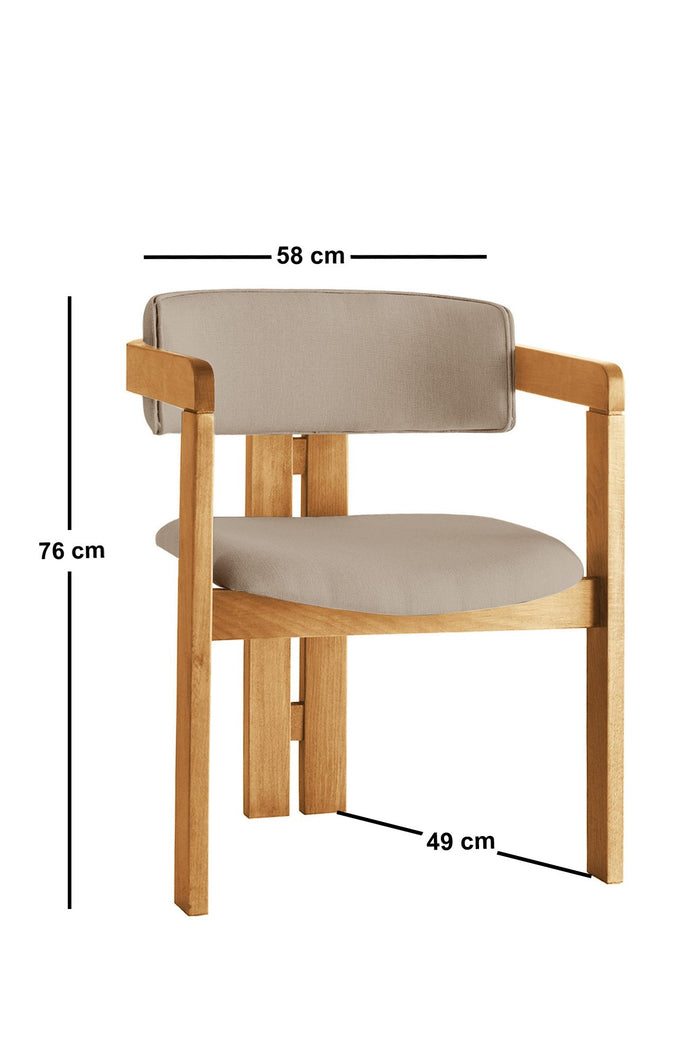 Giga Meubel - Eetkamerstoel Naturel - Taupe|Linnen - Cozy