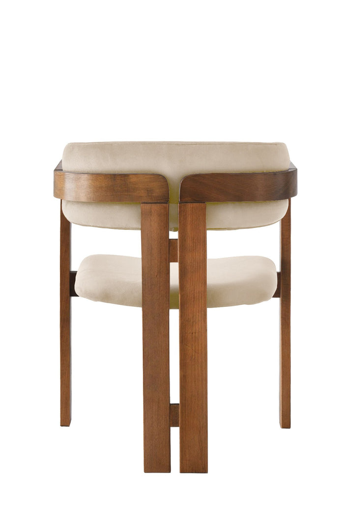 Giga Meubel - Eetkamerstoel Walnoot - Beige|Velvet - Cozy