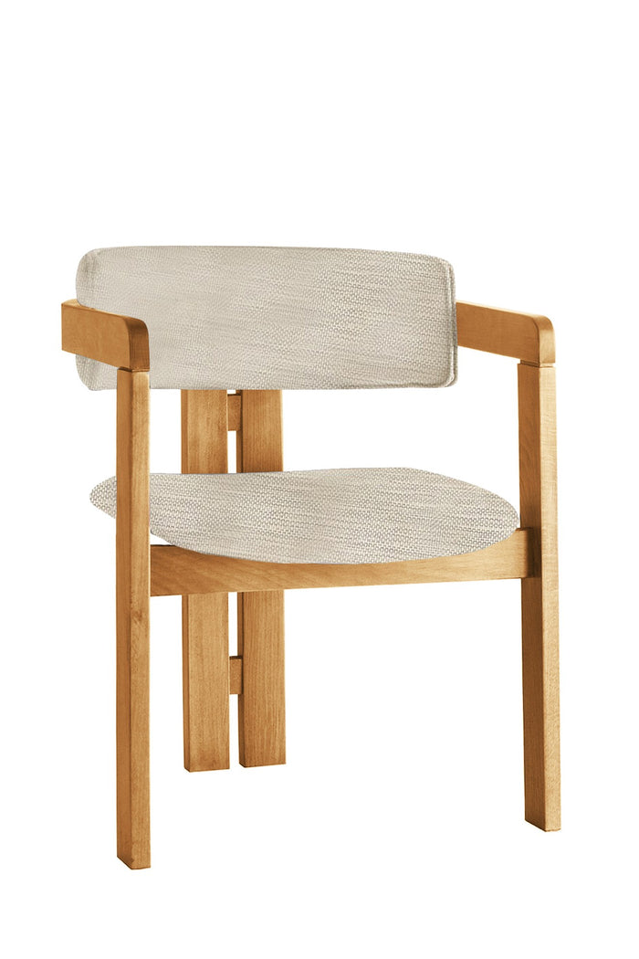 Giga Meubel - Eetkamerstoel Naturel - Lichtgrijs|Linnen - Cozy