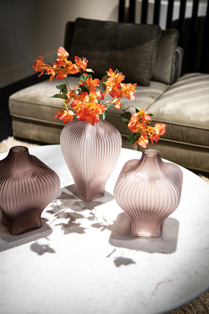 PTMD Halde Purple solid glass vase ribbed organic wide