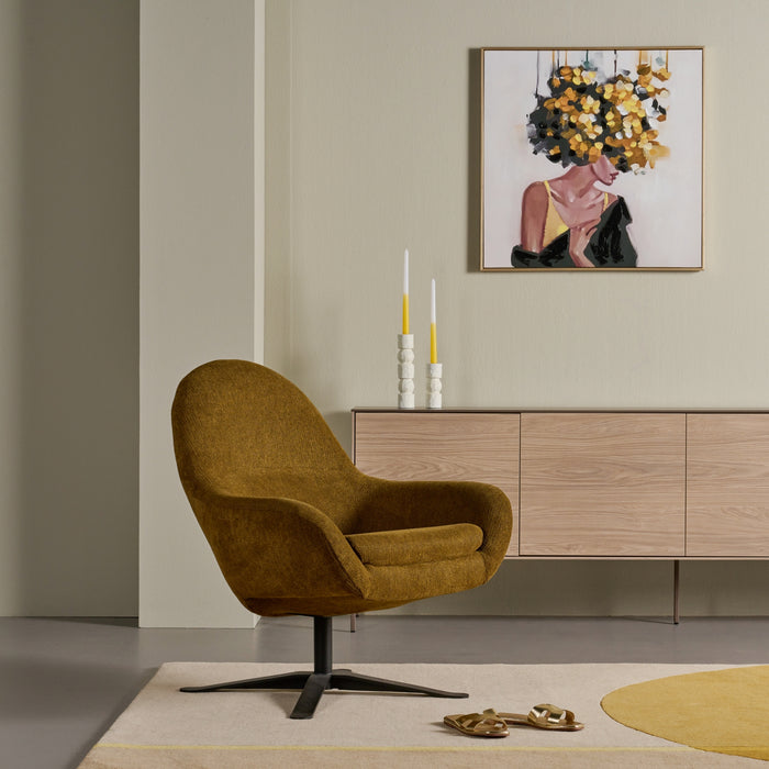 Draaifauteuil Skye - Oker - Textiel - 83x77x90cm (BxHxD)