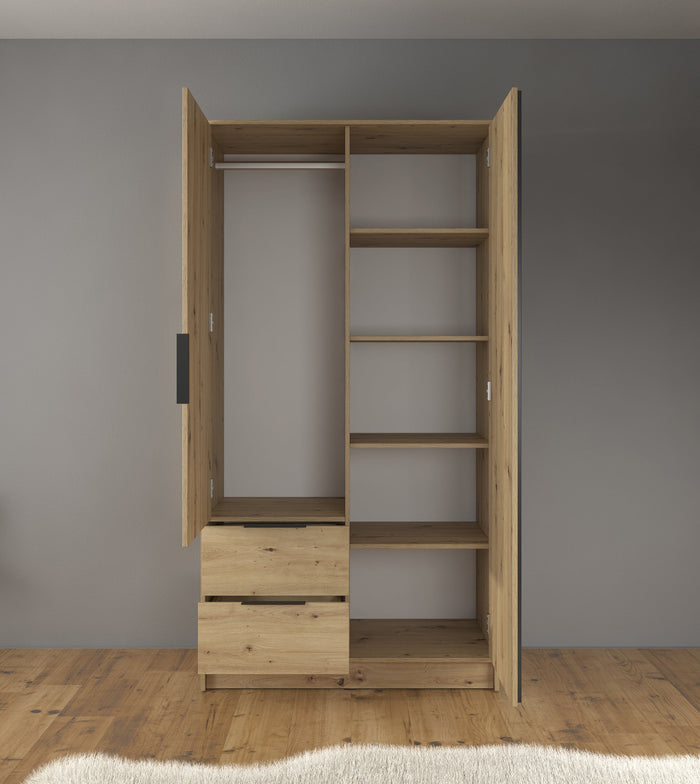 Meubella - Kledingkast Nairobi - Eiken - Zwart - 105 cm