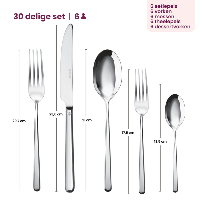 Sambonet Bestekset Linear - Champagne - 30 delig | 6 personen