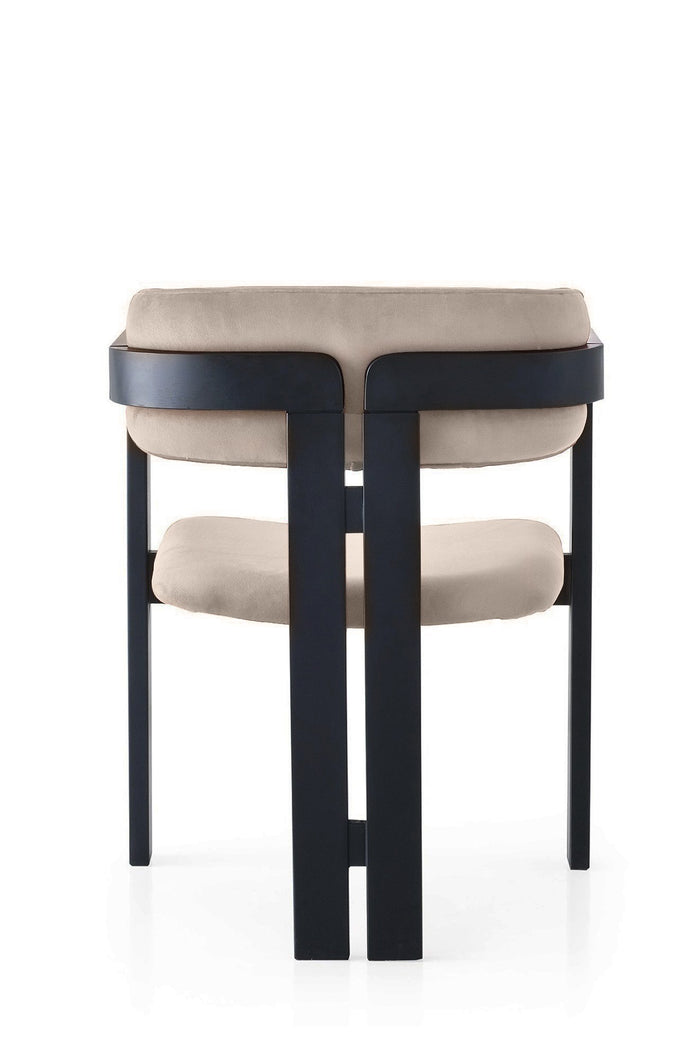 Giga Meubel - Eetkamerstoel Zwart - Beige|Velvet - Cozy
