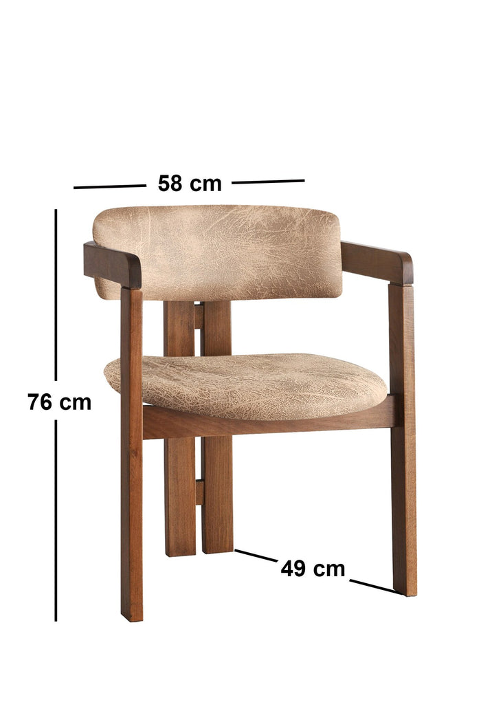 Giga Meubel - Eetkamerstoel Walnoot - Taupe|Stof - Cozy