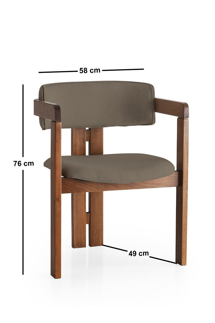 Giga Meubel - Eetkamerstoel Walnoot - Bruin|Linnen - Cozy