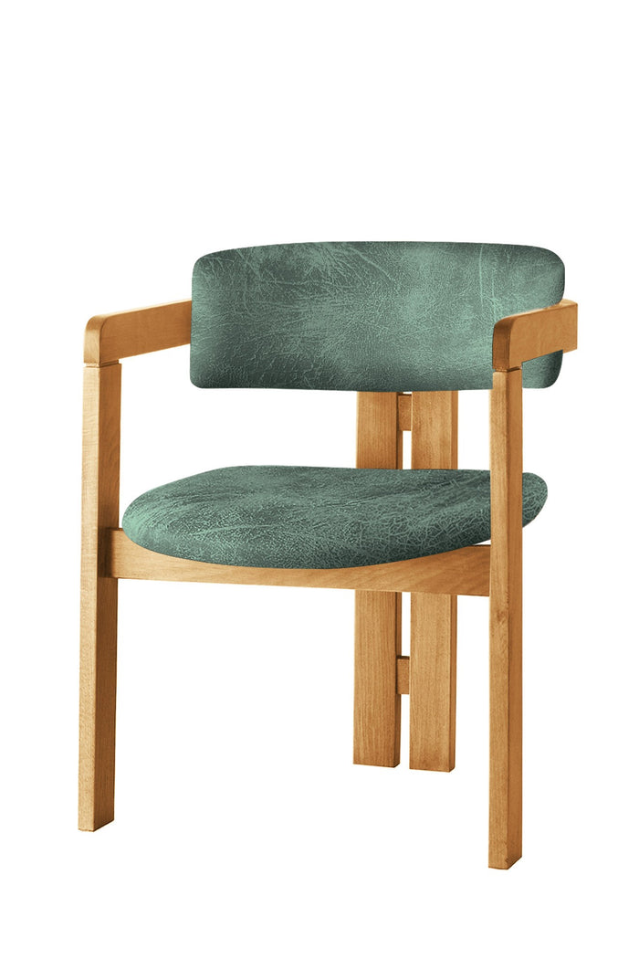 Giga Meubel - Eetkamerstoel Naturel - Groen|Stof - Cozy