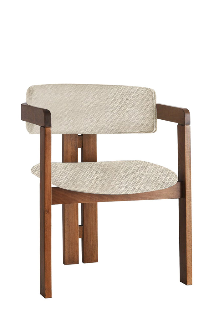 Giga Meubel - Eetkamerstoel Walnoot - Lichtgrijs|Linnen - Cozy