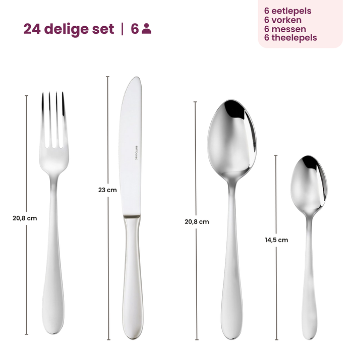 Bestekset 24-delig RVS Astrid - Sambonet