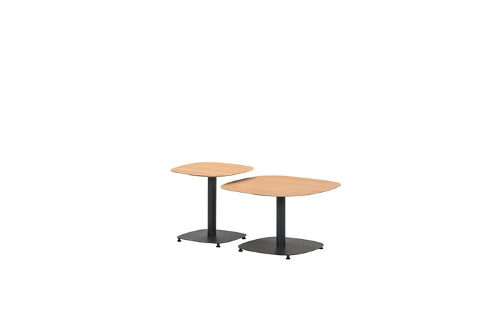 Leon bijzettafel - aluminium - carbon black - light teak look-70x70 cm