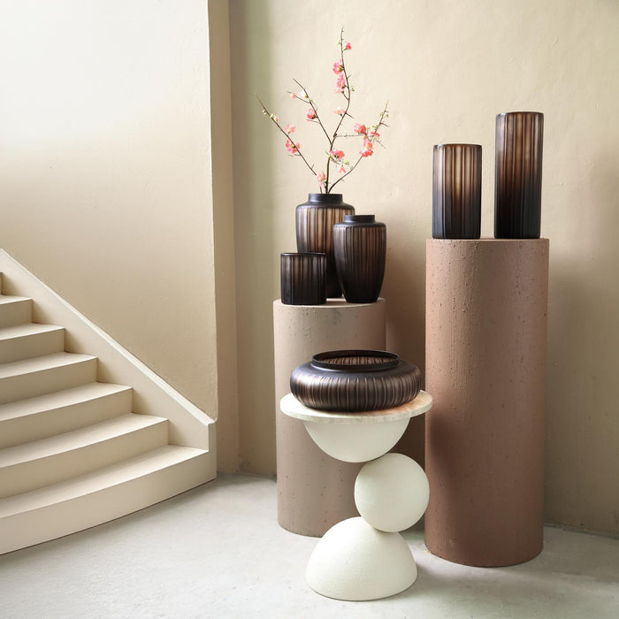 PTMD Linesa Brown Carved Glass Shaped Vase Matt L