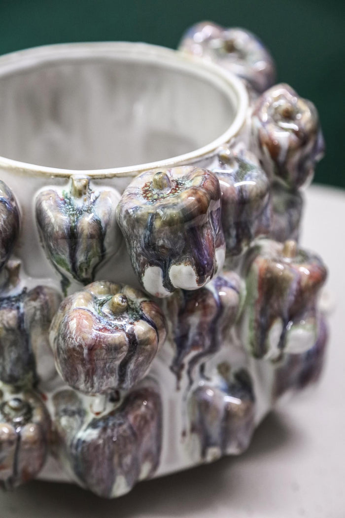 PTMD Bauer Blue Ceramic Round Bell Pepper Pot Large