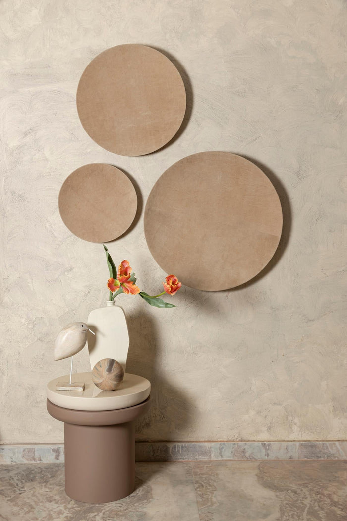 PTMD Nabdia Taupe Suede Round Bowl And Wall Panel S