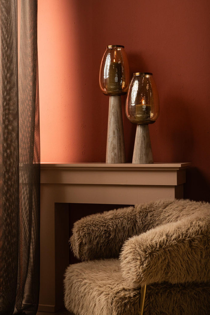 PTMD Berdand Beige Floor Stormlight Luster Glass Cone S