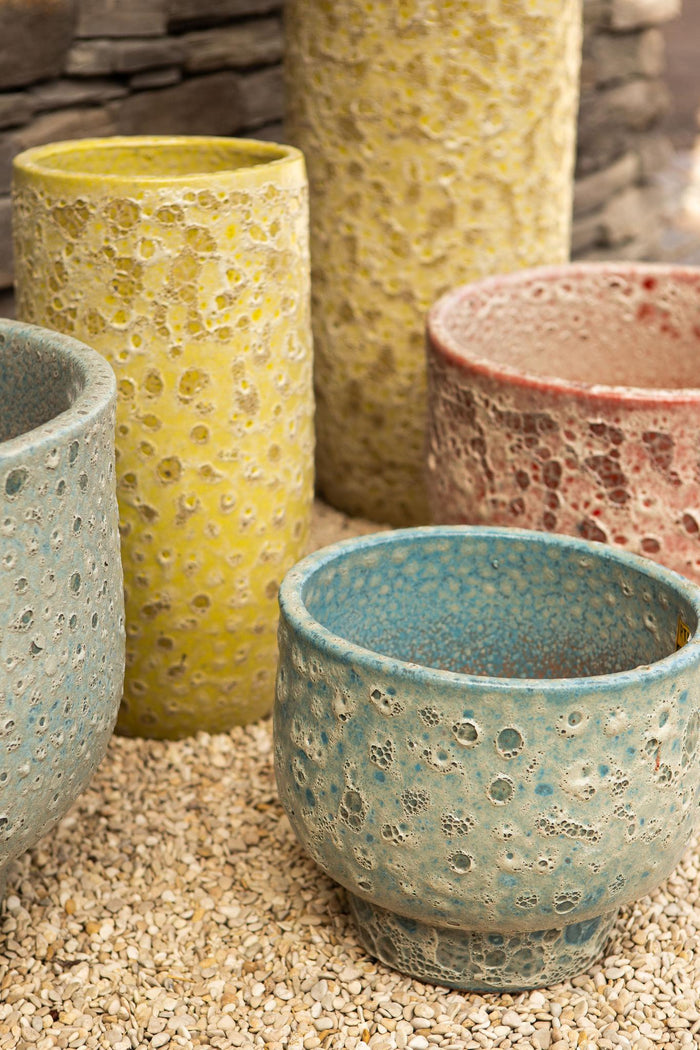 PTMD Dezzel Yellow Glazed Round Ceramic Pot High SV2