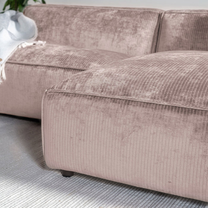 by fonQ Chunky Hoekbank met Chaise Longue Rechts - Rib - Taupe