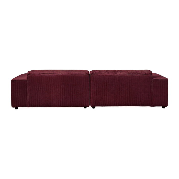 by fonQ Chunky Hoekbank met Chaise Longue Links - Rib - Wijnrood