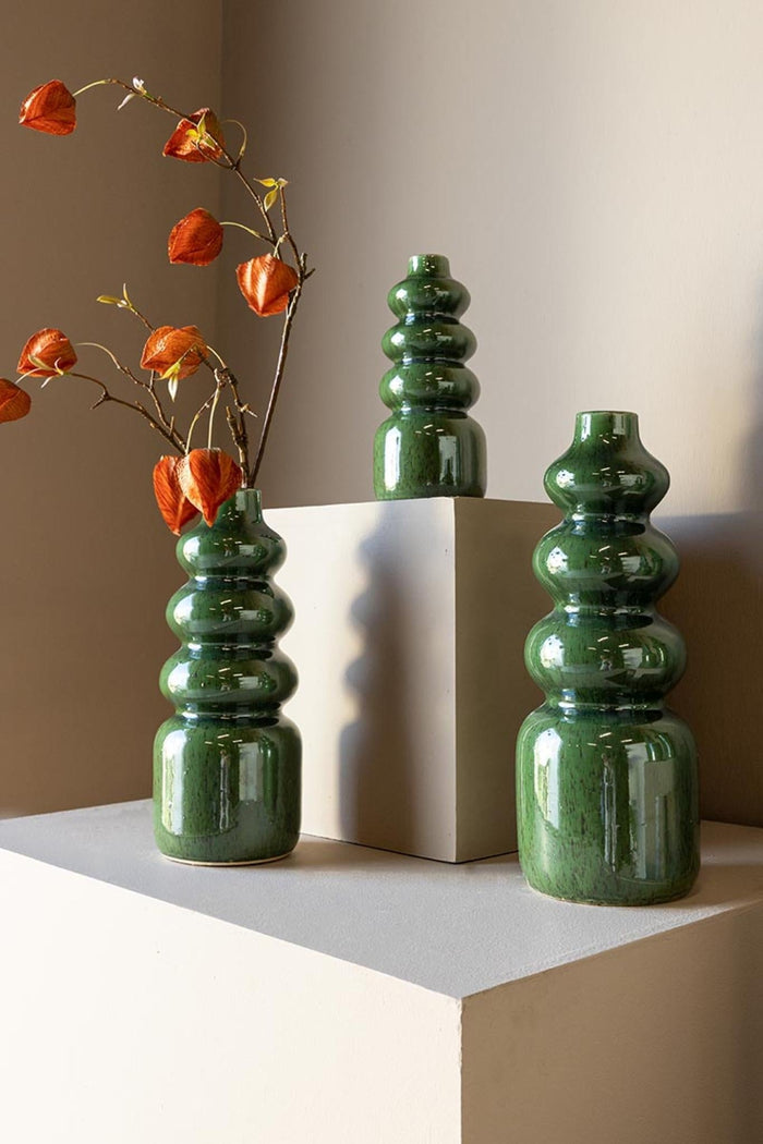 PTMD Trina Vaas - 11 x 11 x 25 cm - Keramiek - Groen