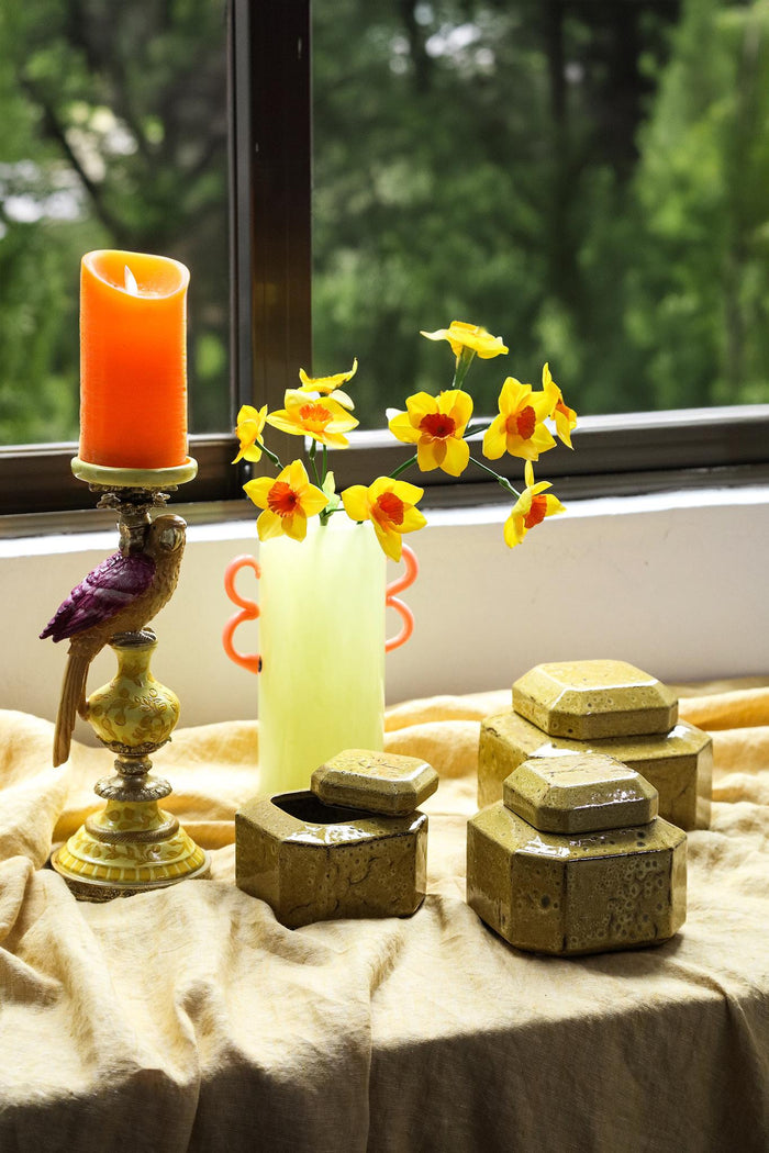 PTMD Kandelaar Brittani - 12x12x32 cm - Parrafin - Roze