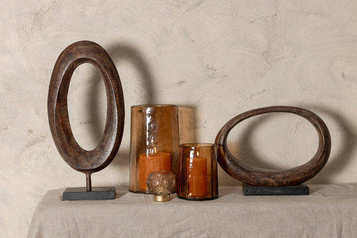 PTMD Rhubie Brown Oval Alu Casted Statue On Base Long