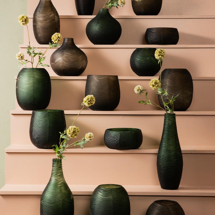 PTMD Elichi Brown Round Glass Vase Low